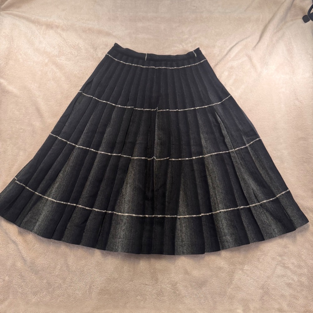 Vintage Pendleton 100% Virgin Wool Pleated Midi Skirt Dark Academia Sz S *FLAW - Picture 2 of 11